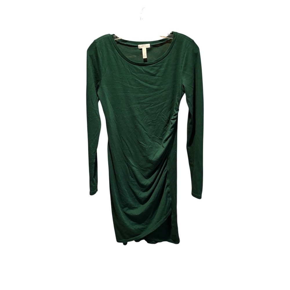 Leith Long Sleeve Ruched Dress in Green Small